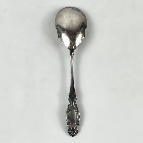 Antique Wm. Rogers & Son 'Melrose' 1898 Silver-Plated Table Dessert Spoon Ornate - Picture 2 of 4